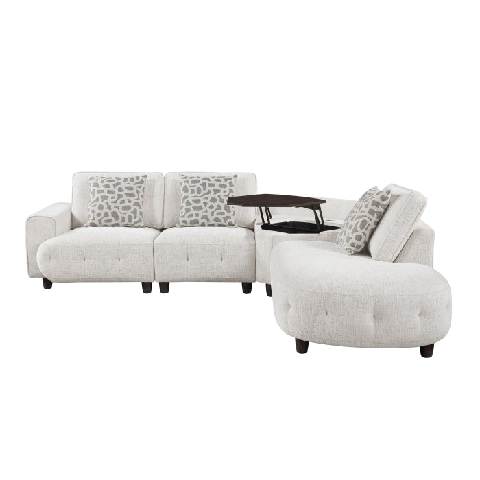 9025BEG*41LRC (4)4-Piece Sectional with Right Side Chaise, Hidden Storage, Lift Top, Receptacle and Charging Ports - 9025BEG*41LRC