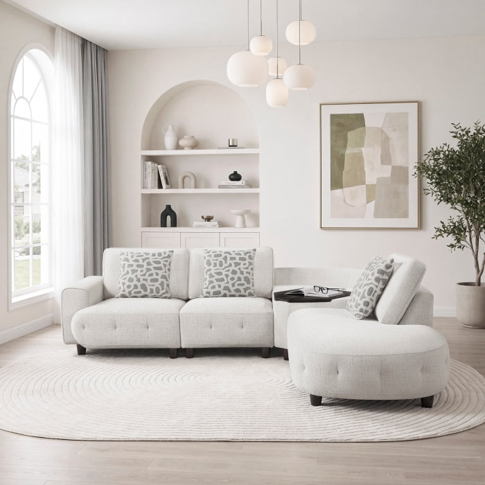 9025BEG*41LRC (4)4-Piece Sectional with Right Side Chaise, Hidden Storage, Lift Top, Receptacle and Charging Ports - 9025BEG*41LRC