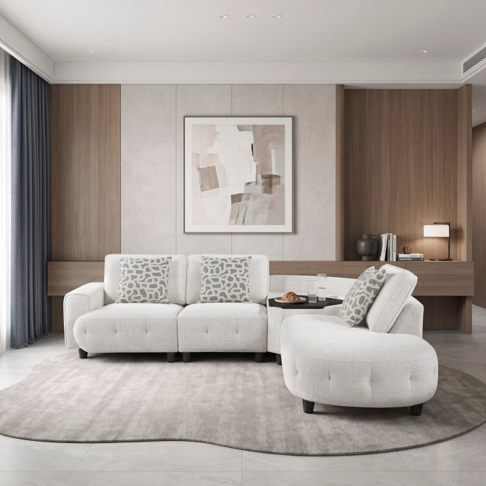 9025BEG*41LRC (4)4-Piece Sectional with Right Side Chaise, Hidden Storage, Lift Top, Receptacle and Charging Ports - 9025BEG*41LRC