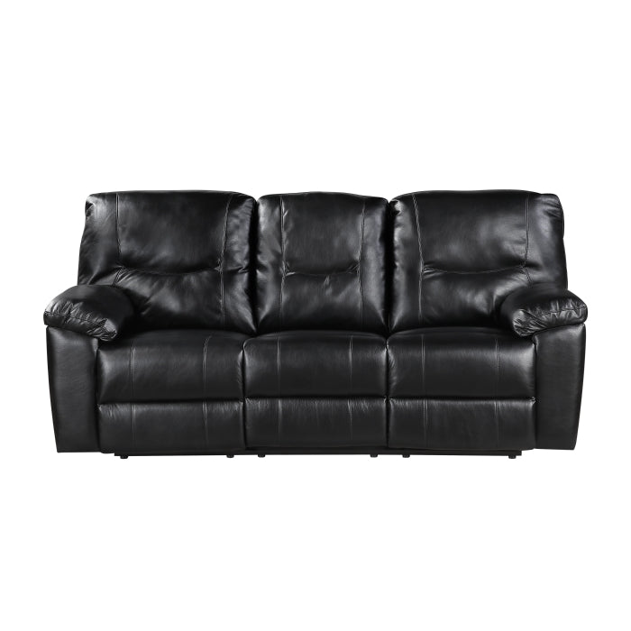 9037BLK-3 Double Reclining Sofa with Drop-Down Cup Holders - 9037BLK-3