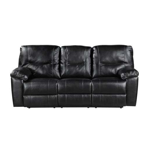 9037BLK-3 Double Reclining Sofa with Drop-Down Cup Holders - 9037BLK-3