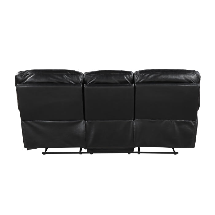 9037BLK-3 Double Reclining Sofa with Drop-Down Cup Holders - 9037BLK-3