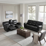 9037BLK-3 Double Reclining Sofa with Drop-Down Cup Holders - 9037BLK-3