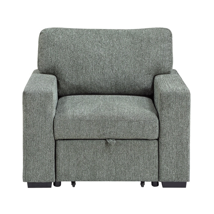 9050GRN-1SL Chair with Pull-out Ottoman, Arms with Shelves and Charging Ports - 9050GRN-1SL