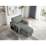 9050GRN-1SL Chair with Pull-out Ottoman, Arms with Shelves and Charging Ports - 9050GRN-1SL