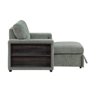 9050GRN-1SL Chair with Pull-out Ottoman, Arms with Shelves and Charging Ports - 9050GRN-1SL