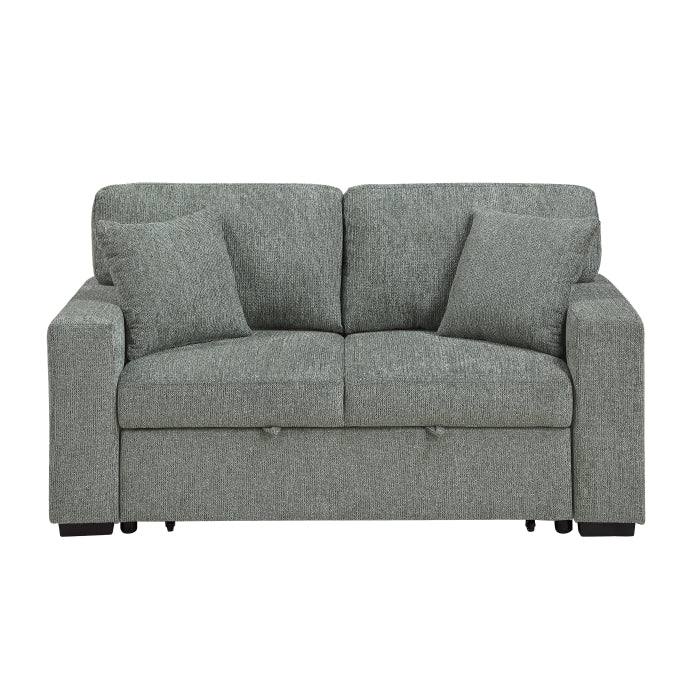9050GRN-2SL Love Seat with Pull-out Bed, Arms with Shelves and Charging Ports - 9050GRN-2SL