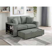 9050GRN-2SL Love Seat with Pull-out Bed, Arms with Shelves and Charging Ports - 9050GRN-2SL