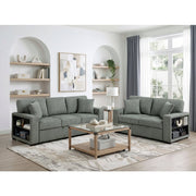 9050GRN-2SL Love Seat with Pull-out Bed, Arms with Shelves and Charging Ports - 9050GRN-2SL