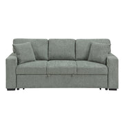 9050GRN-3SL Sofa with Pull-out Bed, Center Drop-down Cup Holders, Arms with Shelves and Charging Ports - 9050GRN-3SL