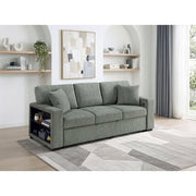 9050GRN-3SL Sofa with Pull-out Bed, Center Drop-down Cup Holders, Arms with Shelves and Charging Ports - 9050GRN-3SL