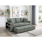 9050GRN-3SL Sofa with Pull-out Bed, Center Drop-down Cup Holders, Arms with Shelves and Charging Ports - 9050GRN-3SL