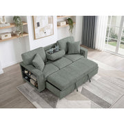 9050GRN-3SL Sofa with Pull-out Bed, Center Drop-down Cup Holders, Arms with Shelves and Charging Ports - 9050GRN-3SL