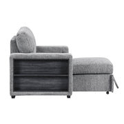 9050GRY-1SL Chair with Pull-out Ottoman, Arms with Shelves and Charging Ports - 9050GRY-1SL