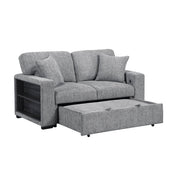 9050GRY-2SL Love Seat with Pull-out Bed, Arms with Shelves and Charging Ports - 9050GRY-2SL