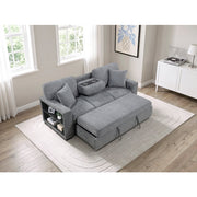 9050GRY-3SL Sofa with Pull-out Bed, Center Drop-down Cup Holders, Arms with Shelves and Charging Ports - 9050GRY-3SL