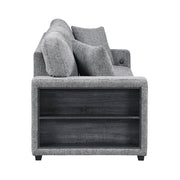 9050GRY-3SL Sofa with Pull-out Bed, Center Drop-down Cup Holders, Arms with Shelves and Charging Ports - 9050GRY-3SL