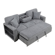 9050GRY-3SL Sofa with Pull-out Bed, Center Drop-down Cup Holders, Arms with Shelves and Charging Ports - 9050GRY-3SL