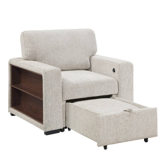 9050TPE-1SL Chair with Pull-out Ottoman, Arms with Shelves and Charging Ports - 9050TPE-1SL