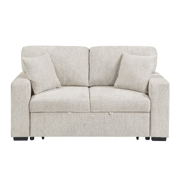 9050TPE-2SL Convertible Love Seat with Pull-out Bed, Arms with Shelves and Charging Ports - 9050TPE-2SL