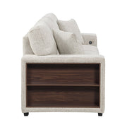 9050TPE-3SL Sofa with Pull-out Bed, Center Drop-down Cup Holders, Arms with Shelves and Charging Ports - 9050TPE-3SL