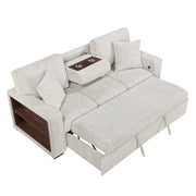 9050TPE-3SL Sofa with Pull-out Bed, Center Drop-down Cup Holders, Arms with Shelves and Charging Ports - 9050TPE-3SL