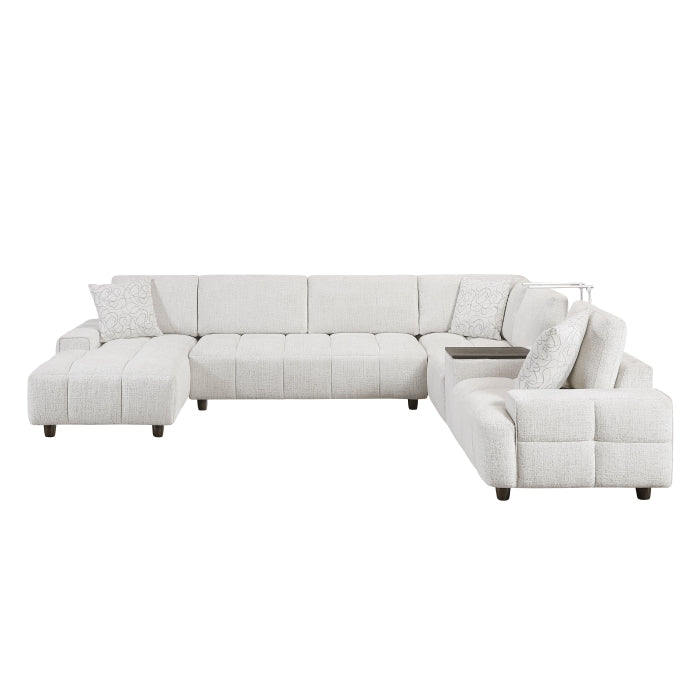 9067TPE*6LC1R 6-Piece Modular Sectional with Left Chaise, Console with Hidden Storage, Wireless Speakers, Wireless Chargers, Swivel Table Top, Reading Lights and Charging Ports - 9067TPE*6LC1R