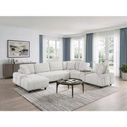 9067TPE*6LC1R 6-Piece Modular Sectional with Left Chaise, Console with Hidden Storage, Wireless Speakers, Wireless Chargers, Swivel Table Top, Reading Lights and Charging Ports - 9067TPE*6LC1R