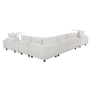 9067TPE*7LC1R 7-Piece Modular Sectional with Left Chaise, Two Consoles with Hidden Storage, Wireless Speakers, Wireless Chargers, Swivel Table Top, Reading Lights and Charging Ports - 9067TPE*7LC1R