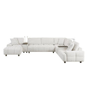 9067TPE*7LC1R 7-Piece Modular Sectional with Left Chaise, Two Consoles with Hidden Storage, Wireless Speakers, Wireless Chargers, Swivel Table Top, Reading Lights and Charging Ports - 9067TPE*7LC1R
