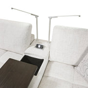 9067TPE*7LC1R 7-Piece Modular Sectional with Left Chaise, Two Consoles with Hidden Storage, Wireless Speakers, Wireless Chargers, Swivel Table Top, Reading Lights and Charging Ports - 9067TPE*7LC1R