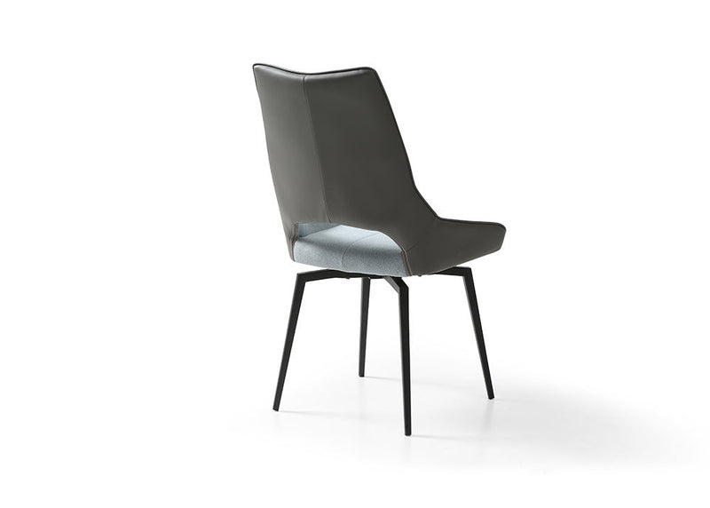 9087 Table Dark Grey With 1239 Swivel Blue Chairs Set - Lara FurnitureDining Room Set
