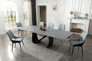 9087 Table Dark grey with 1239 swivel blue chairs SET - p12869
