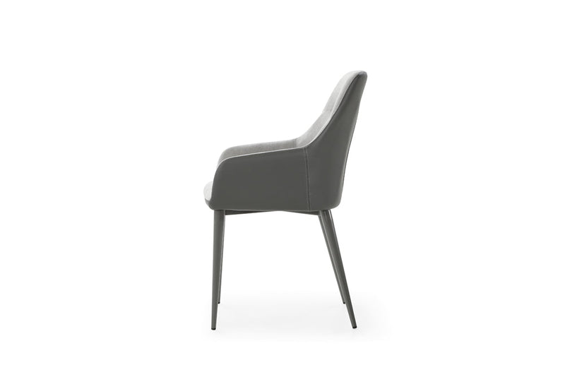 9087 Table Dark Grey With 1254 Chairs And Vulcano Buffet/Mirror Set - p14484