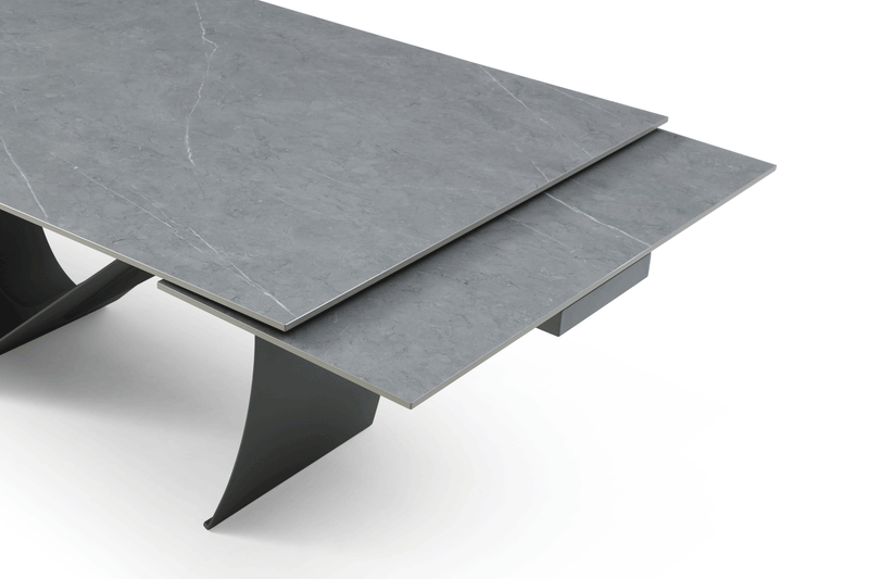 9087 Table Dark Grey With 1254 Chairs Set - Lara Furniture
