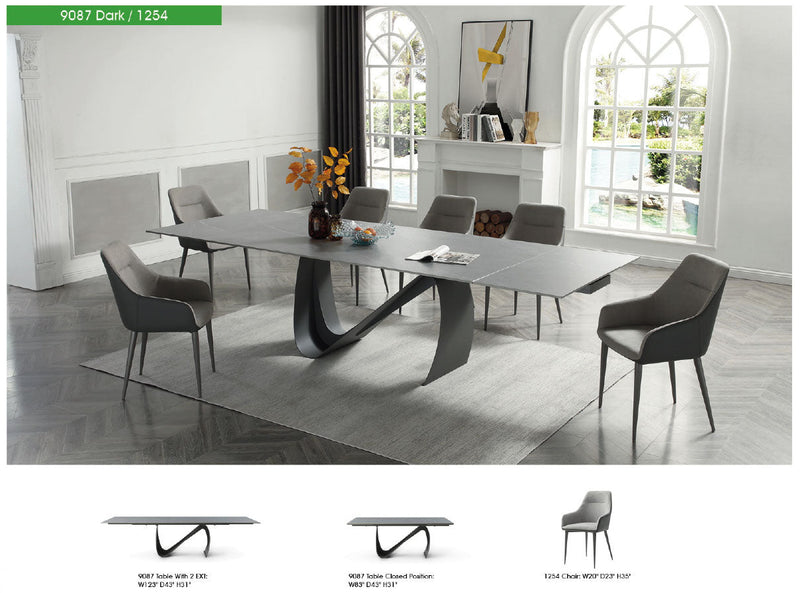 9087 Table Dark grey with 1254 chairs SET - p12871