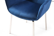 9087 Table White With 1218 Swivel Blue Chair Set - Lara FurnitureDining Room Set