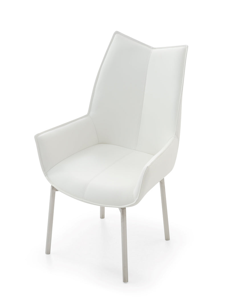 9087 Table White With 1218 Swivel White Chair Set - Lara FurnitureDining Room Set