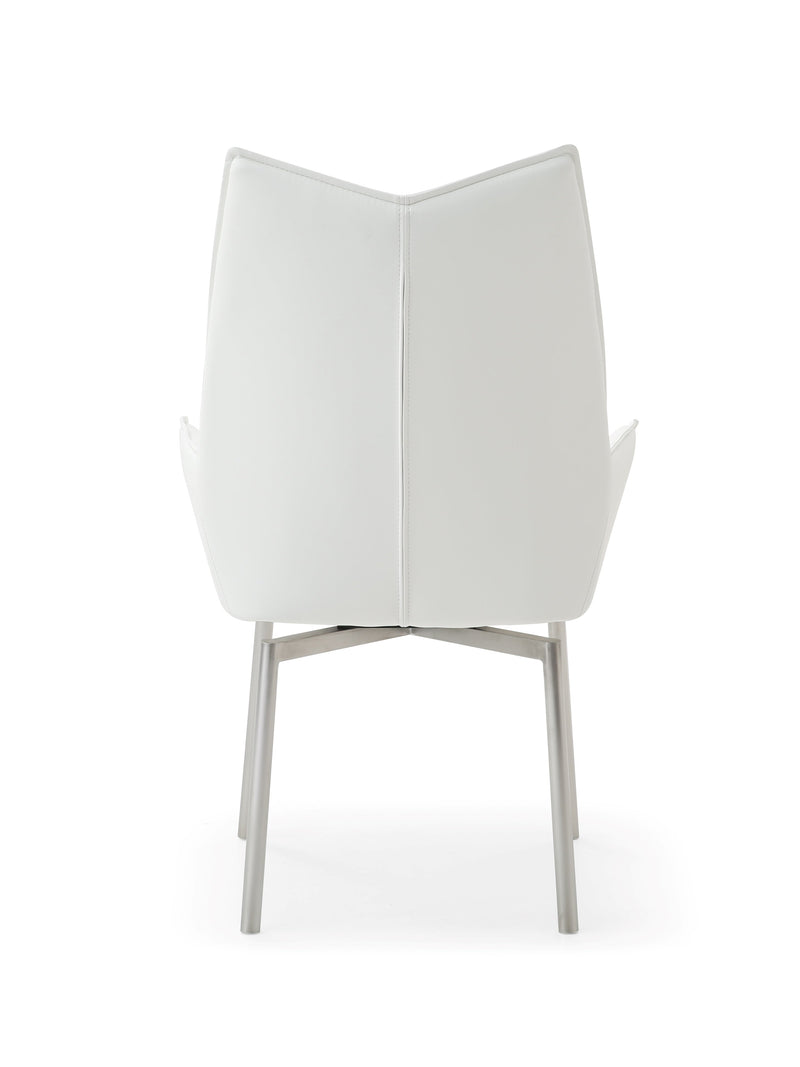 9087 Table White With 1218 Swivel White Chair Set - Lara FurnitureDining Room Set