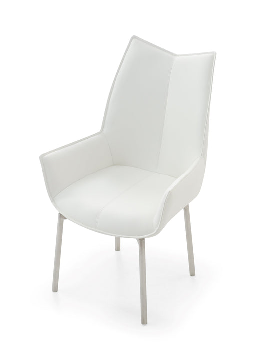 9087 Table White With 1218 Swivel White Chair Set - Lara Furniture