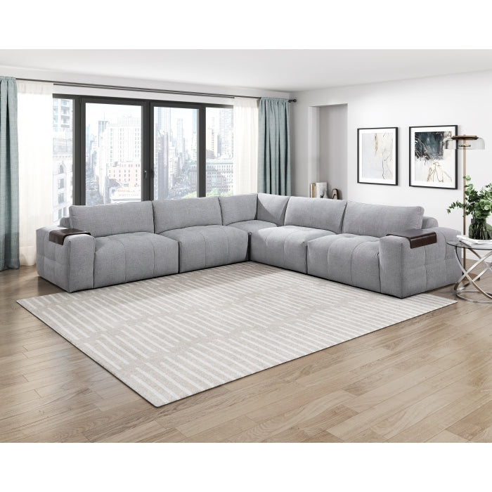 9155GY*51L1R (5)5-Piece Modular Sectional - 9155GY*51L1R