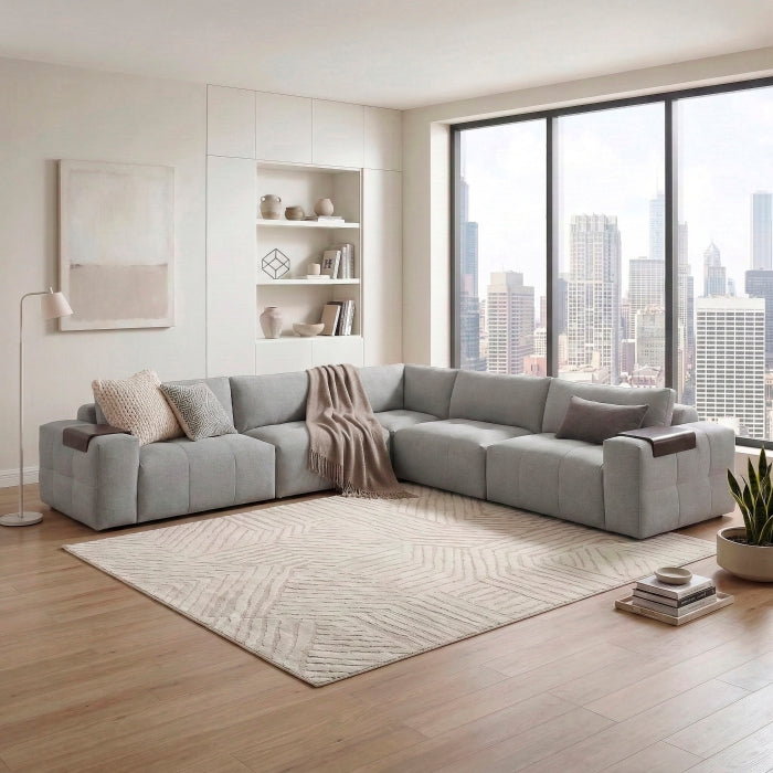 9155GY*51L1R (5)5-Piece Modular Sectional - 9155GY*51L1R