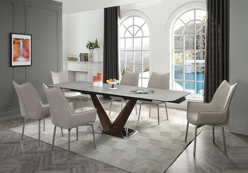 9188 Table With 1218 Swivel Grey Taupe Chairs Set - Lara FurnitureDining Room Set