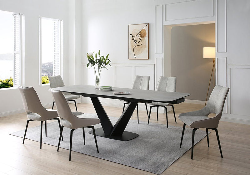 9189 Table With 1239 Swivel Beige Chairs Set - Lara FurnitureDining Room Set