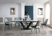 9189 Table With 1239 Swivel Blue Chairs Set - Lara FurnitureDining Room Set
