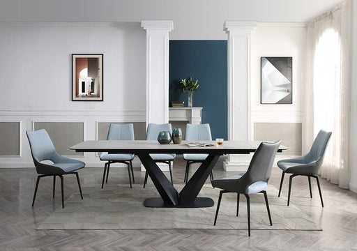 9189 Table With 1239 Swivel Blue Chairs Set - Lara FurnitureDining Room Set