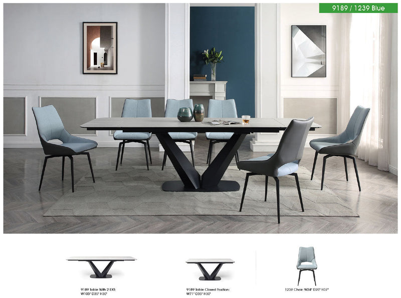 9189 Table with 1239 swivel blue chairs SET - p12716