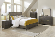 Scarlet Brownish Gray LED Upholstered Panel Bedroom Set - Lara FurnitureBedroom Set