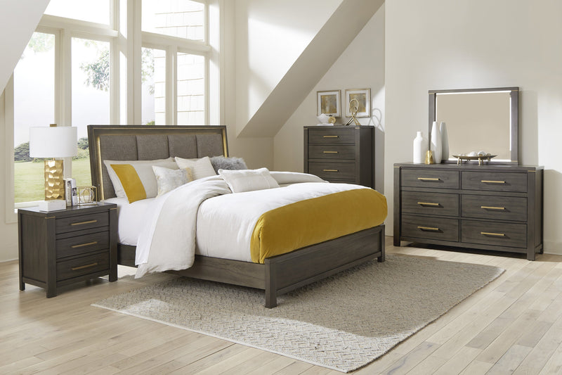 Scarlet Brownish Gray LED Upholstered Panel Bedroom Set - Lara FurnitureBedroom Set