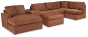 Modmax 6-Piece LAF Chaise Sectional with Ottoman and Storage Console in Spice from Ashley - Lara Furniture